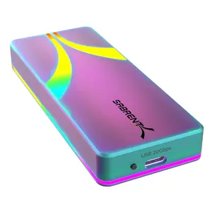 SABRENT Rocket RGB USB-C 20Gbps M.2 SATA/NVMe SSD Enclosure with RGB Lighting