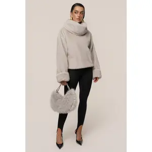 Stone Polished Faux Fur Pullover