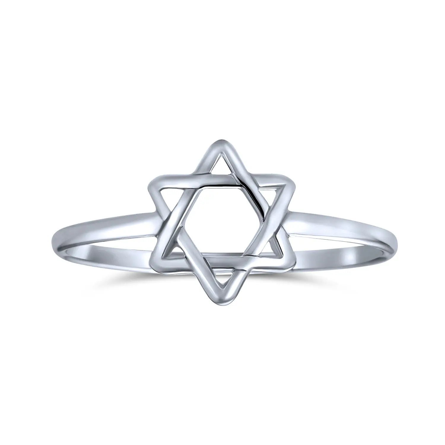 Minimalist Silver Ring with Star of David Judaic Knuckle Band Sterling Elegant Ring