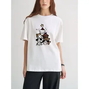 Cute Kawaii Style Men's Women's T-Shirt Christmas Tree Cartoon Characters Holiday Season Gift For Friends And Family