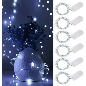 Fairy String Lights Battery Operated 6 Pack 20 LED 7ft Twinkle Firefly Starry Mini Lights for DIY Craft Mason Jar Bedroom Wedding Party Table Christmas Decoration Cool White