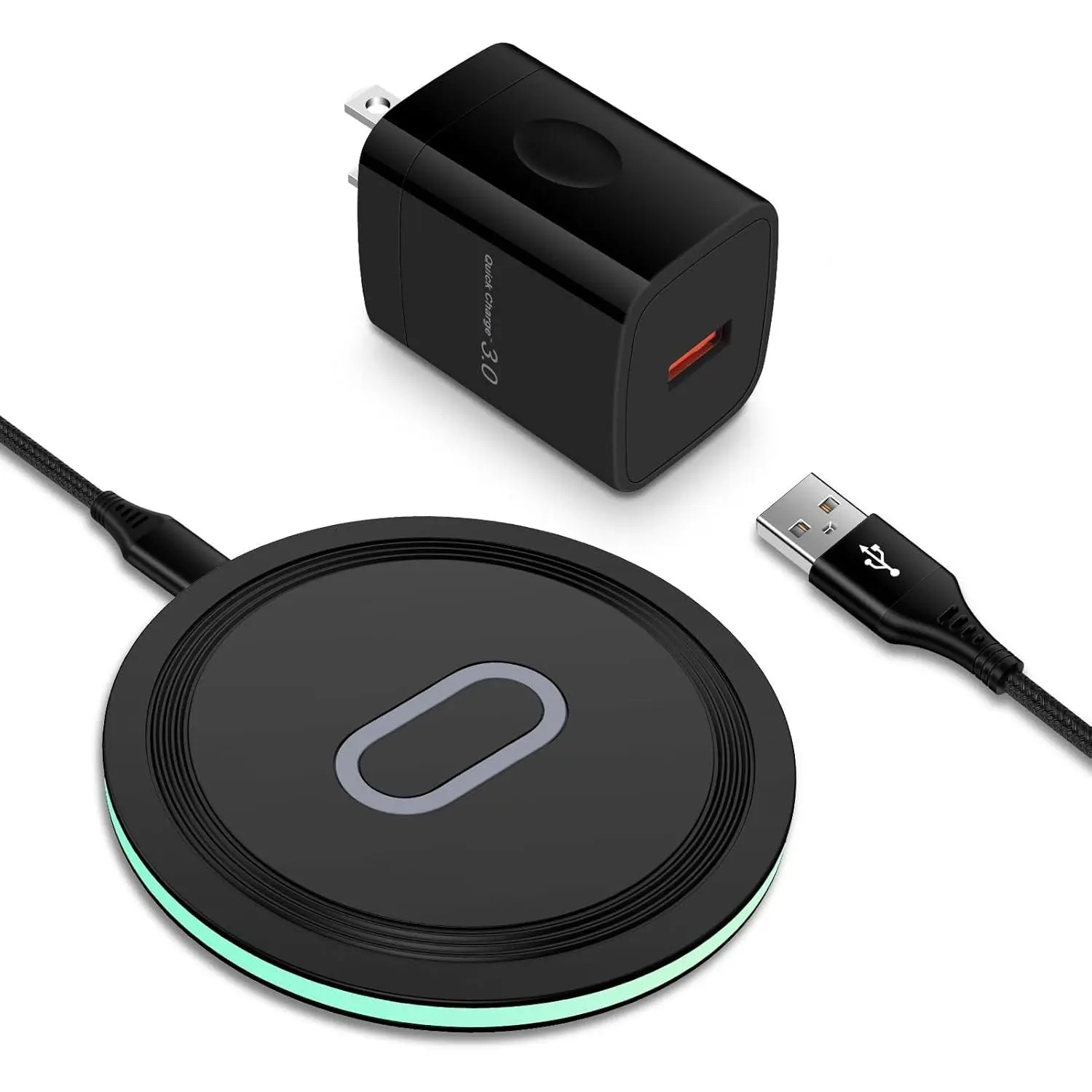 Wireless Charger Fast Charging Pad for Samsung Galaxy S25 Ultra S24 FE S23 FE Ultra S22 S21 S20 Z Fold7 6,15W Wireless Charging Station with QC3.0 Adapter for iPhone 16 15 Pro 14,Google Pixel 9 pro 8, Smartphone, Silicone, Cellphone, Mobile, Usb