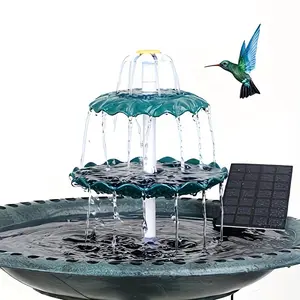Solar Fountain, Water Feature Decor — 6.5W Solar Fountain Pump, IPX8 Waterproof Rating — Three-Tiered Dark Green Cascading Solar Fountain — Ideal for Courtyard Decoration, Aquariums, Hallways, Lawns, and Birdbaths.