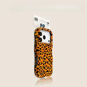 Orange Leopard Print Wavy Edge 2‑in‑1 Matte Film Phone Case, Minimalist Luxury Trendy Large Camera Cutout Shockproof Protective Cover, Compatible with iPhone 11 12 13 Pro,14,15,16 Pro,17,17 Pro Max