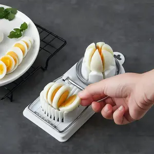 2 in 1 Stainless Steel Egg Cutter, 1pc Multifunctional Egg Slicer, Kitchen Egg Cutter for Home Dining Room Picnic, Kitchen Gadgets, Kitchen Cooking Accessories