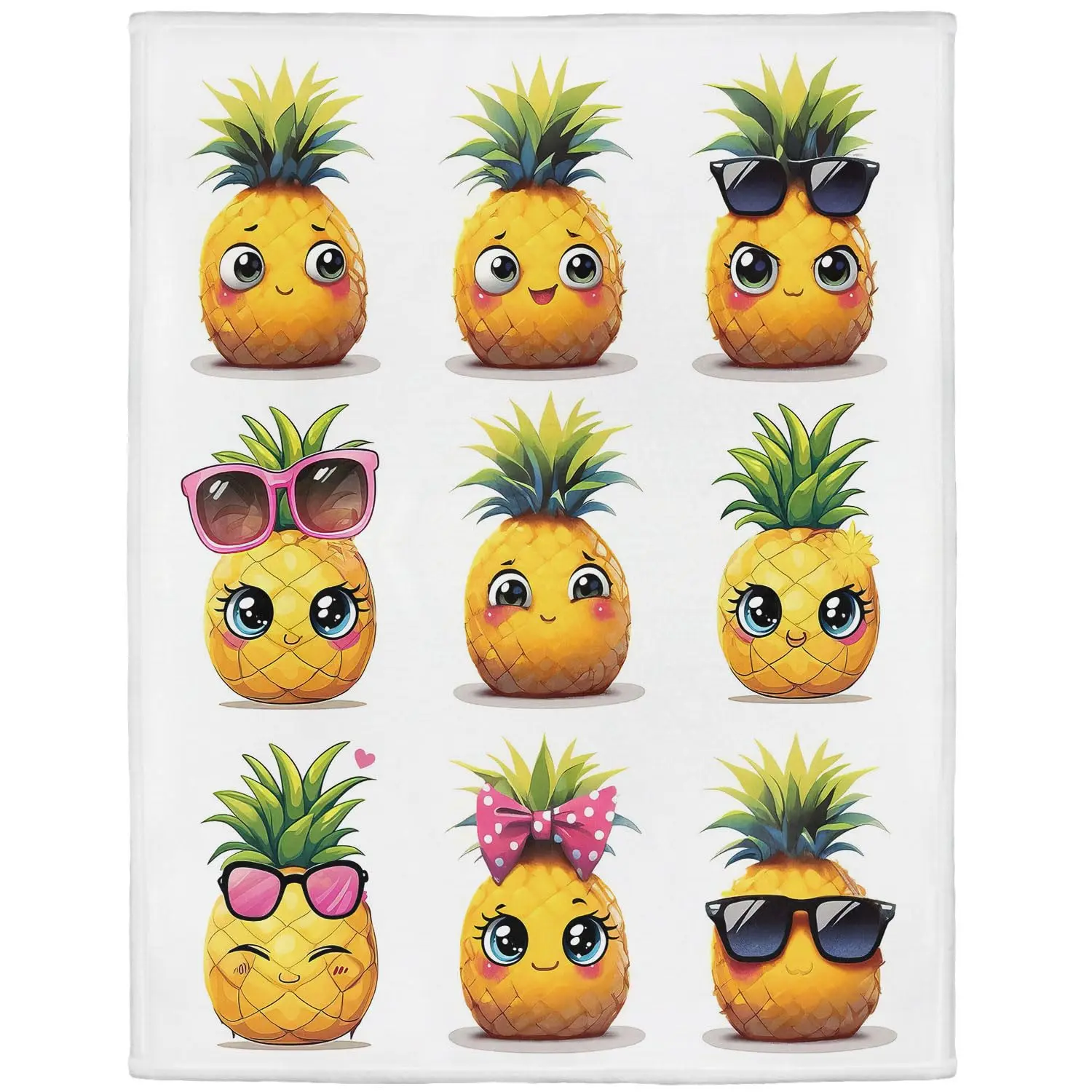 Pineapple Fleece Blanket, 40x50in (127cm×101cm) Customized Cozy Soft Warm Fruit Blanket for Studying, Television & Video Games, Gift for Teens & Adults, 127Cm×101Cm（40X50in）