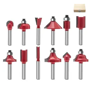 Lock Miter Router Bit Kit for Woodworking - 1/4" Shank Roundover, Rabbeting, Tongue & Groove, Cabinet Door, Rail & Stile Router Bits(Router Bit-1/4 Inch Shank-12 pcs)