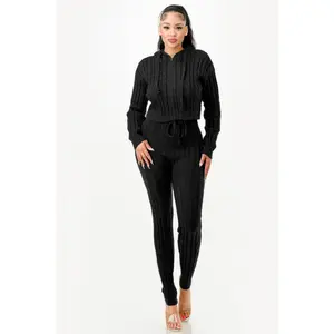 Cable Hoodie Sweater 2pcs Set    -51827