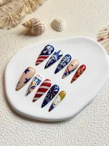 4th of July Press On Nails | USA Flag Fireworks Independence Day Nail Set