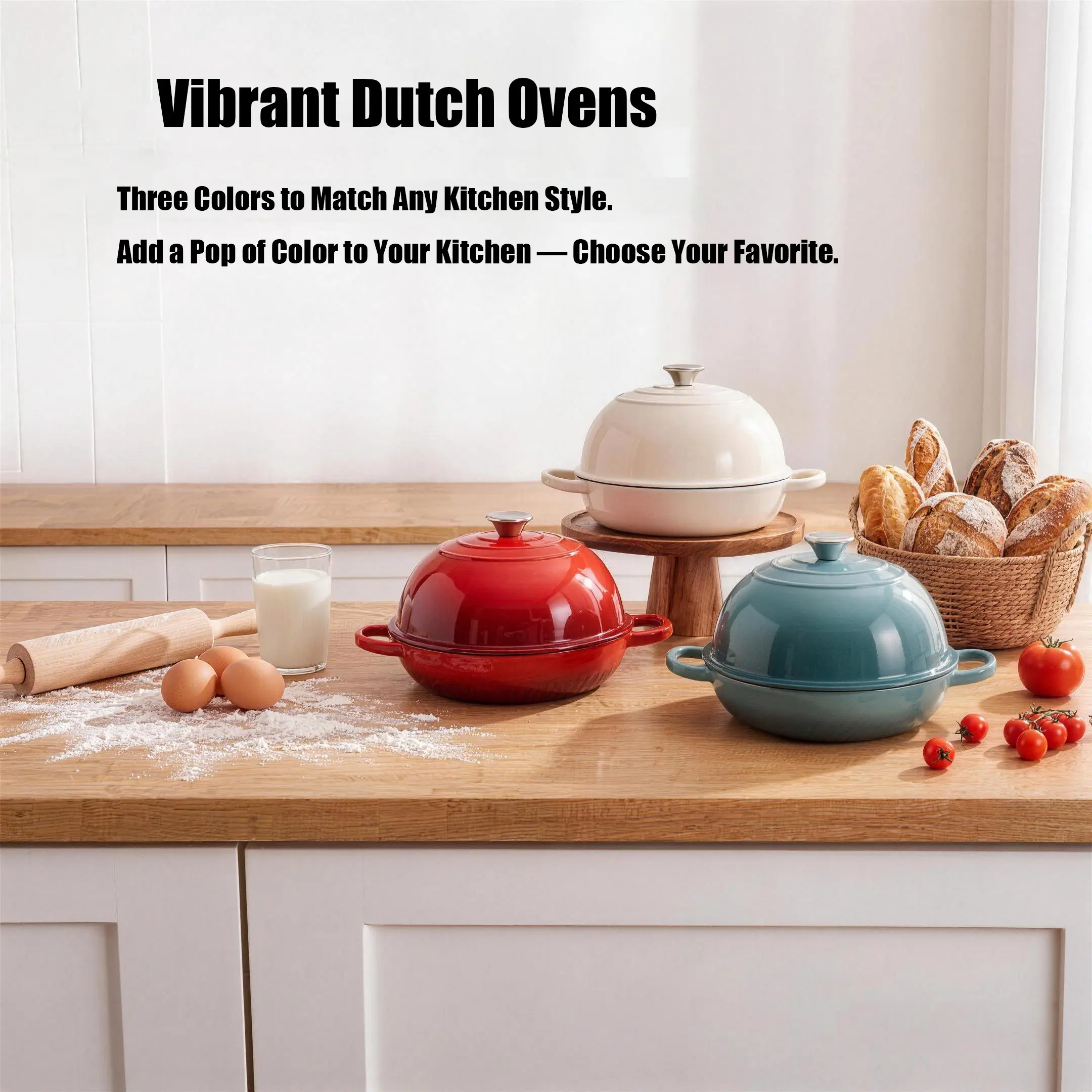 Dutch Oven Pot With Lid, Enameled Cast Iron Dutch Oven For Bread Baking, Non-Stick Bread Pot for Oven/Stovetop (Roast, Braising, Stewing, Soups) Cast Iron Enameled Dutch Oven Pot with Lid for Bread Baking, Bread Oven