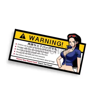 Anime Warning Sticker, Pirate Anime, Airbag Warning sticker, Visor anime sticker, Anime Car Sticker, Anime Sun Visor Car Sticker