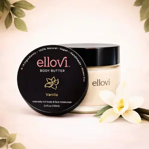 Ellovi Vanilla Body Butter - Intensely Rich Moisturizer with Pure Essential Oils, Vegan & Handmade, 3.4 fl oz - Cosmetic