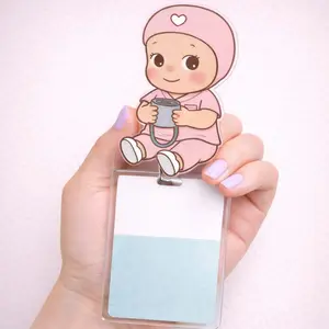 Kawaii Pink Angel Nurse Badge Reel | Acrylic ID Holder Retractable