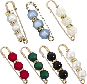 7 PCS Pearl Brooch Pins for Women Faux Pearl Safety Pins Sweater Shawl Pin Elegant Cardigan Collar Brooch Clips Clothing Decoration Accessories, Shawl Sweater Dress Hats, Multicolor