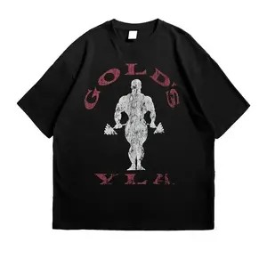 FEEGO Gold Gym Weightlifting Graphic Tee - Men's 100% Cotton Soft T-Shirt for Workout Sessions, Bodybuilding Competitions & Fitness Lifestyle graphic tee shirt men funny t-shirt men