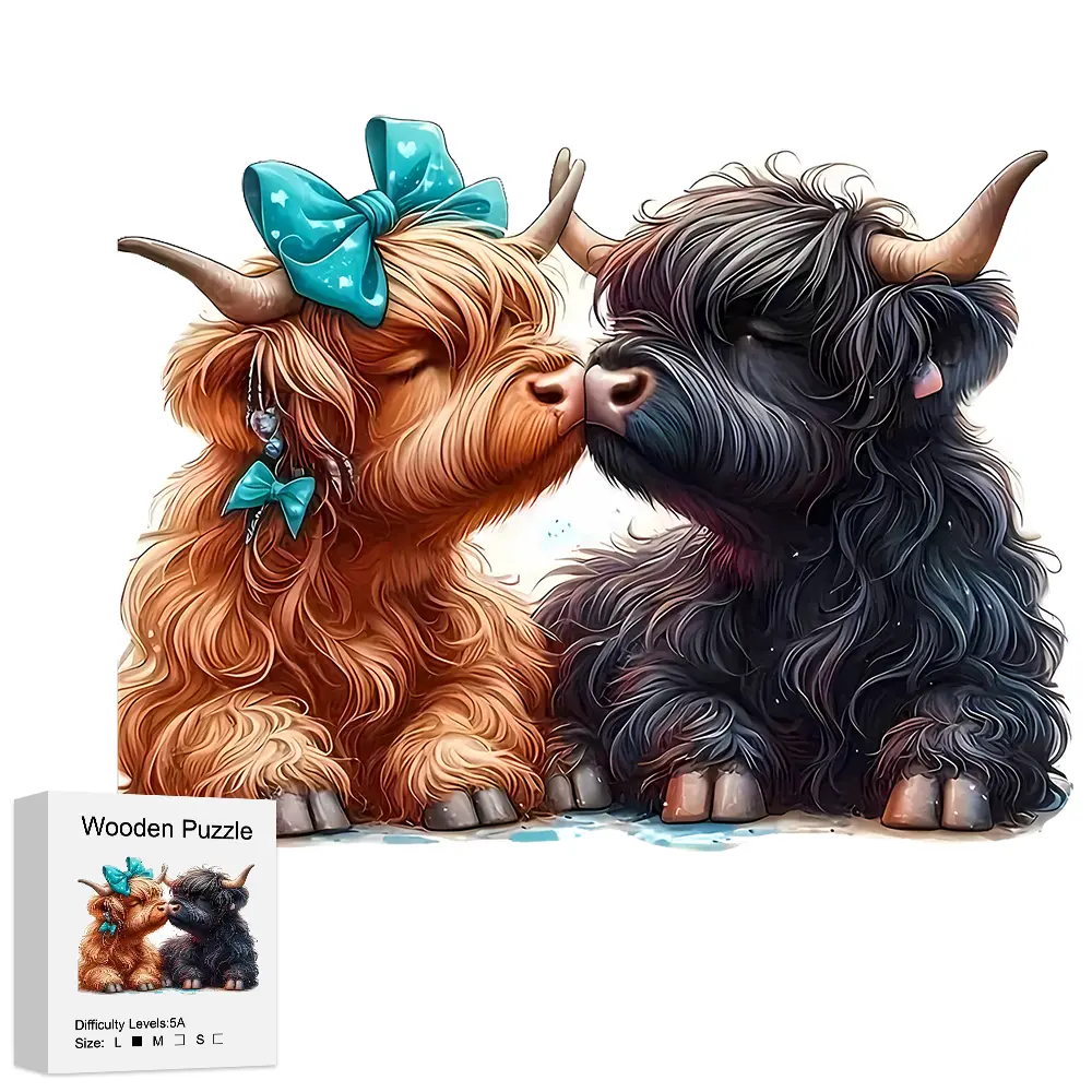 Cow Lovers Handcrafted Irregular Animal Jigsaw Puzzle, Wooden Toy for Adults, Creative Home Decor, Holiday Gift with Observation Family Game Element