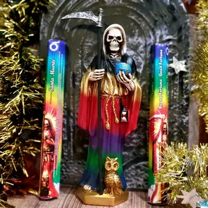 SANTA MUERTE 7 color Statue 13", Santa Muerte 7 color  incense bundle 2 pk Altar bundle Decor Religious Decoration Ornaments