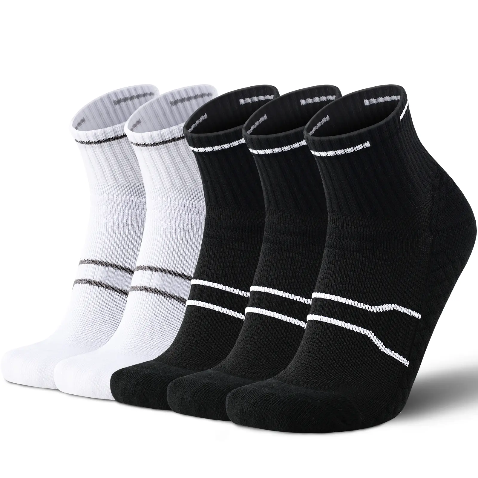 5-Pair Unisex Classic Sports Fit Socks, All-Day Performance Mid-Calf Cotton with Cushioning and Arch Support, All-Day Performance Mid-Calf Socks, Basics, Athletic, Calf High