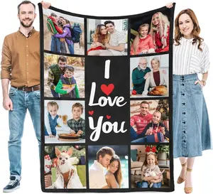Custom Blanket with Photos, Personalized Blanket with Picture, Customized Blanket, Photo Blankets Customize, Picture Blankets, Personalized Gifts for Women Mom Dad Baby Kid Girlfriend Boyfriend Couple