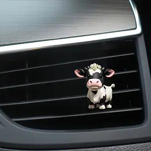 1PC Cute cow acrylic flat suitable for car air vents, aromatherapy clip, car interior decoration
