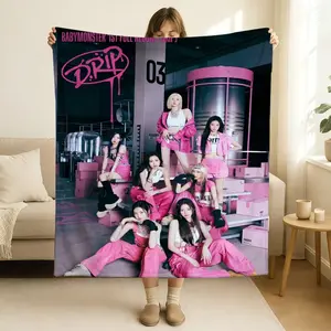Kpop B-BABY-S-MONSTER DRIP Blanket Soft and Skin Friendly For Couch Bed Napping Bedspread All Seasons Comforter A multi-functional and beautiful blanket that can be used for cheering, as well as given as a gift to Fellow fan .