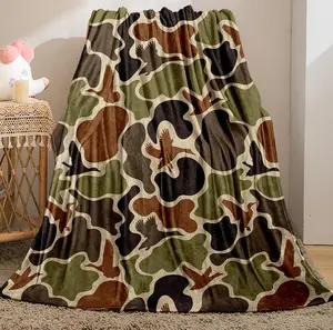 Camouflage Pattern Flannel Blanket, 1pc Soft Comfortable Throw Blanket, Cool Bedroom Bedding Blanket, Warm Napping Blanket for Home Office Travel, Soft Cozy Blanket