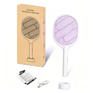 Electric Mosquito Swatter Insect Killer, suitable for both indoor and outdoor use. Designed with a three-layer mesh cover, it is an essential household pest control tool with a large insect-killing surface, handheld for easy operation.