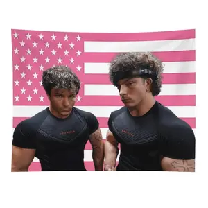 Baylen Levine & Friend Pink American Flag Tapestry 3x5 FT - Polyester Internet Celebrity Fan Art Wall Hanging for Bedroom Decor, Gym Bro Aesthetic Banner
