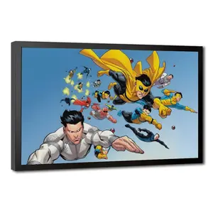 Invincible Multiverse War Assemble: Mark Grayson and Hero Army Charging in Epic Action, High-Definition Comics Art Canvas, Perfect for Gaming Room Wall Decor (Black Frame or Canvas Wrap,Unframe Poster  Options)