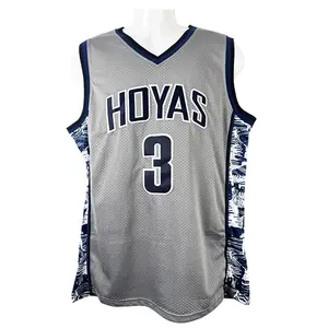 Men's 90s Georgetown #3 Ivenson Basketball Jersey Hip Hop Sewing Embroidery Sleeveless Vintage Clothes S-XXL Grey Blue Daily Training Suit Old School Style High Quality Outdoor Sportswear