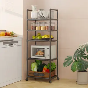 5 Layer Kitchen Baking Rack with Wheels, Storage Shelf, Microwave Organizer, Mobile Shelving Unit, Ideal for Office, Bathroom, Kitchen, Laundry Room, Mobile Design