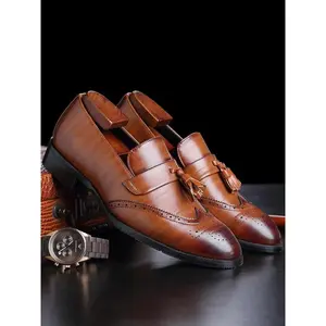 Men's Business Fashion PU Leather Fringe Design Loafers, Classic Luxury Style Slip on Dress Shoes for Work Office, Male All-match Shoes for Daily Wear