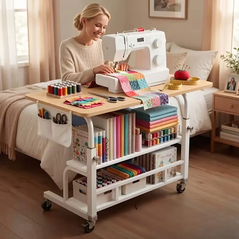 Multifunctional Adjustable Height Mobile Sewing Workbench