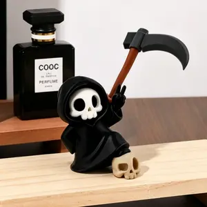 Cute Grim Reaper 3D Printed Figurine - Gothic Desk Decor, Halloween & Valentine's Day Gift, Mini Skeleton Collectible