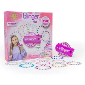 blinger® Radiance Collection Starter Kit with blinger® Gem Stamper (Magenta) + 150 Colorful Hair-Safe Gems