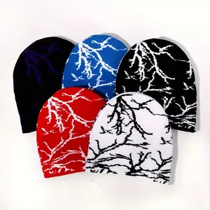 Lightning Embroidery Beanie - Stylish Knit Hat with Distinctive Lightning Design for Everyday Wear & Versatile Outfit Addition