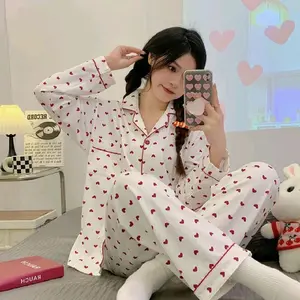 Pajama - Red with White Heart Pattern - Product Description Not Provided Pjs pijama set