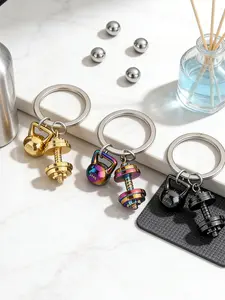 Gym Activity Gift Keychain, Club Dumbbell Keyring, Metal Kettlebell Keychain, Unisex Fitness Pendant, Mini Gym Accessory, Stylish Keychain, Portable Keychain, Lightweight Keychain