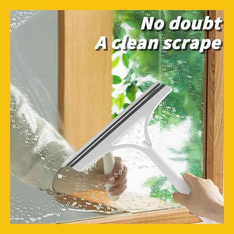 3 in 1 Glass Cleaner Squeegee with Sprayer - Streak-Free Window Cleaning Tool, Squeegee for Shower Glass, Ergonomic Handle Set , Yellow and White