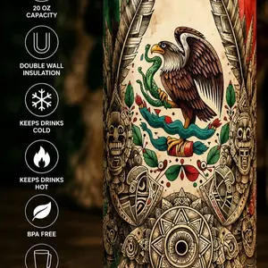 Mexico Aztec 20-oz Insulated Tumbler, Reusable Stainless Steel Travel Cup for Daily Use