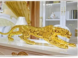 Gold and Silver Panther Sculptures Handmade