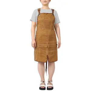 27*33 Inch 18 Oz Waxed Cotton Canvas Work Apron Snap-Fit Waistband Multi Tool Pockets Hammer Loop Full Knee Coverage Heavy Duty Adjustable Woodworking Carpenter Apron for Men Women Workshop Garage Use, Splash, Hanging