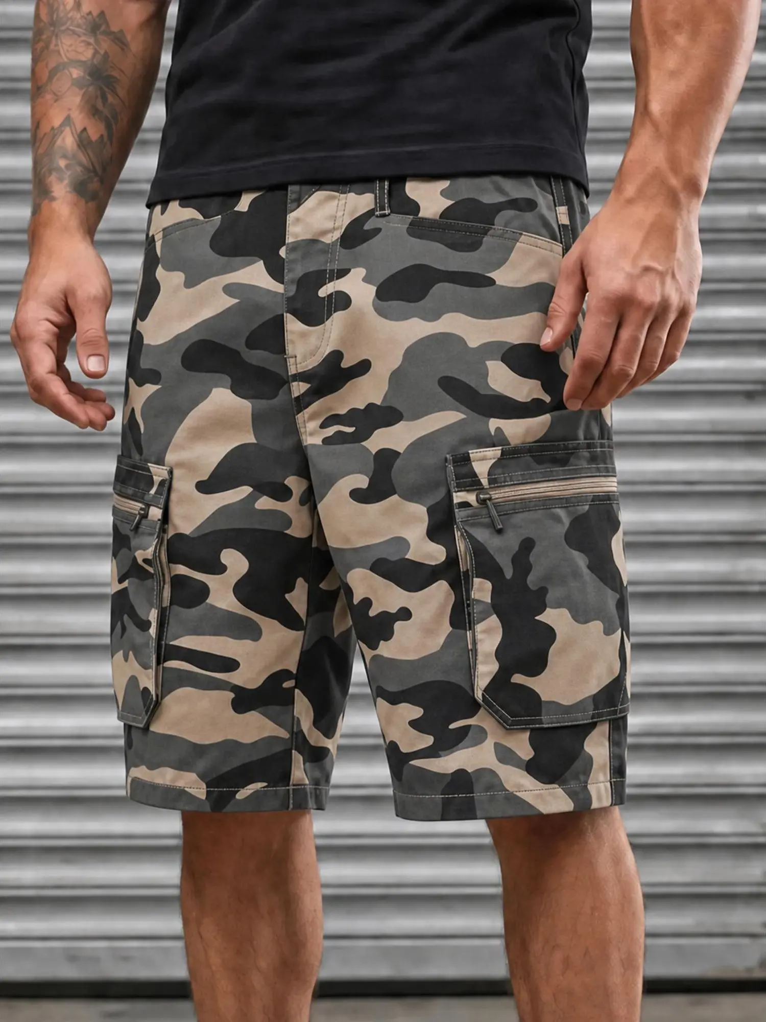 Men's Camo Cargo Shorts Tactical Military Style Shorts with Multi Pockets Casual Outdoor Workwear Shorts Streetwear Summer Lightweight Utility Shorts for Hiking Fishing Travel Everyday Wear