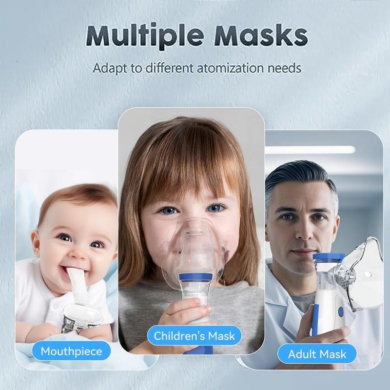 Portable Nebulizer for Adults & Kids Handheld Mesh Design – Ultrasonic Plug-in type. Nebulizer with Battery Included for Travel & Home Use (Blue & White) with Skin Care Glow Other products include theRechargeable Mesh SpacerMachine, which is also suitable