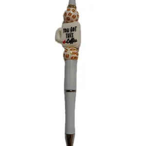 White Pen with Coffee Bean Beads & "You Got This Coffee" Design Includes Free Ink Refill Unique Stationery Gift