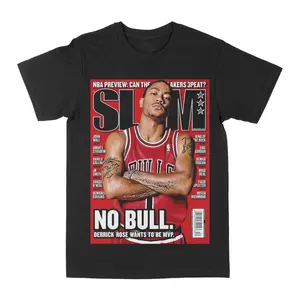 Derrick Rose Slam Magazine Graphic Tee, Y2K Rap Streetwear T-Shirt, Unisex Crew Neck, Vintage Hip-Hop Graphic, Sports Style, Casual Cotton Fit