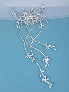 Luxury Crystal Bridal Hair Vine – Elegant Rhinestone Headpiece with Tassel Chains for Wedding & Formal Looks
