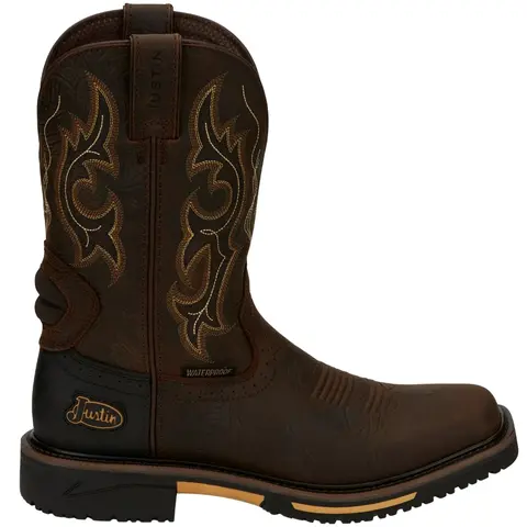 Justin Original Workboots Mens Joist 11 Inch Waterproof Soft Toe  Work/Duty - Brown
