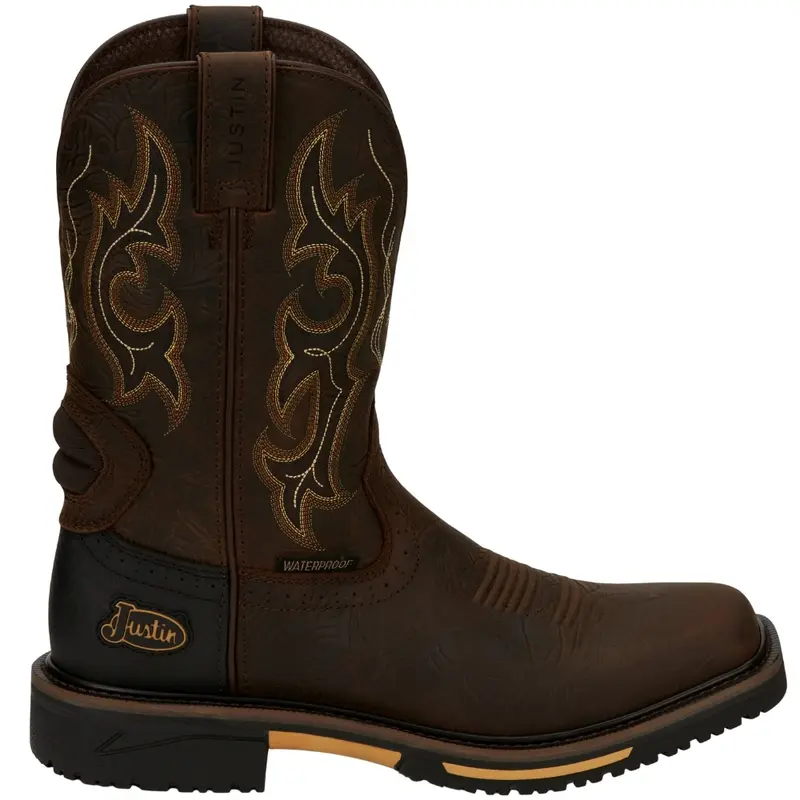 Justin Original Workboots Mens Joist 11 Inch Waterproof Soft Toe  Work/Duty - Brown
