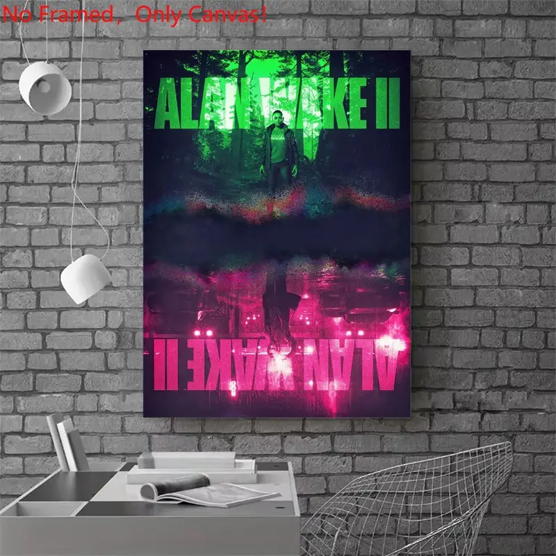 1 piece/set frameless canvas painting print poster, Game Poster art，Alan Wake 2 Video Game， a perfect gift for Video games loves, ideal gift for bedroom, living room, dorm hallway, kitchen, mural, wall decoration, room decor